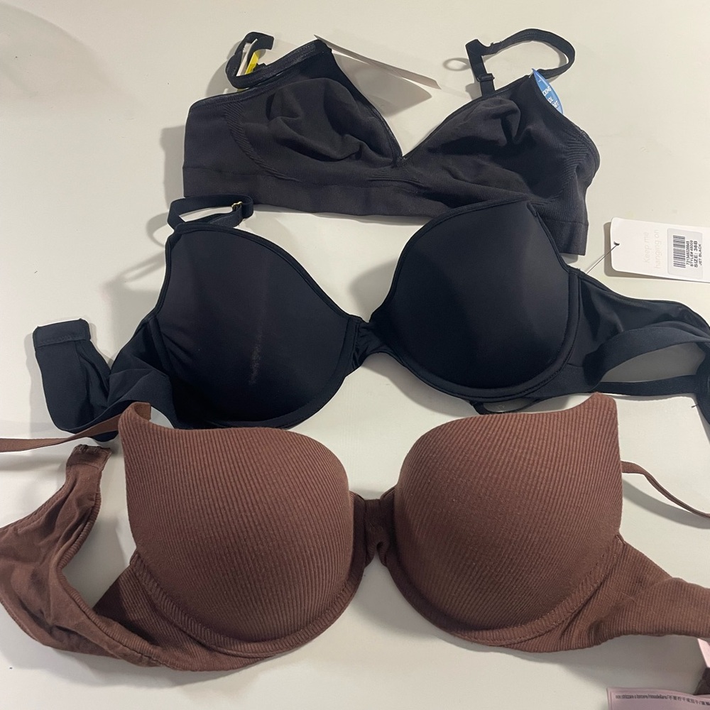 Victoria's Secret Brown, Lively Brown Bra, and Hanes 36B Medium Set Lot NEW